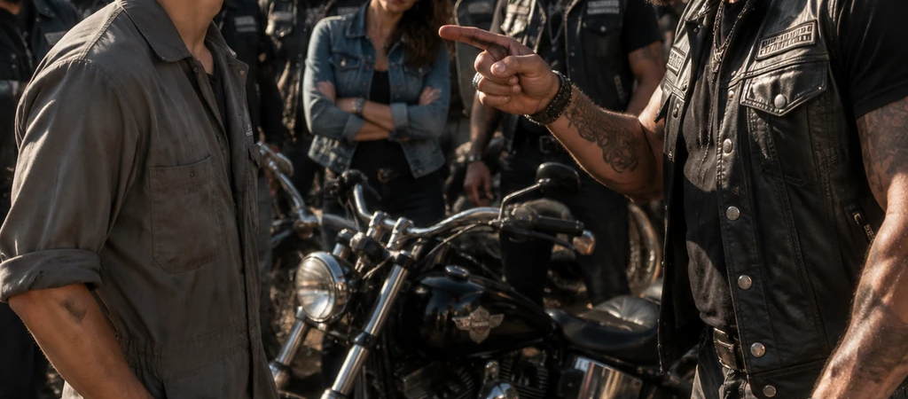 A teenage mechanic is dared to fix a broken Harley in five minutes while a biker boss throws five grand on the table and threatens to humiliate him in front of everyone. What starts as a public dare turns into the moment I decide to gamble my pride against the whole room.